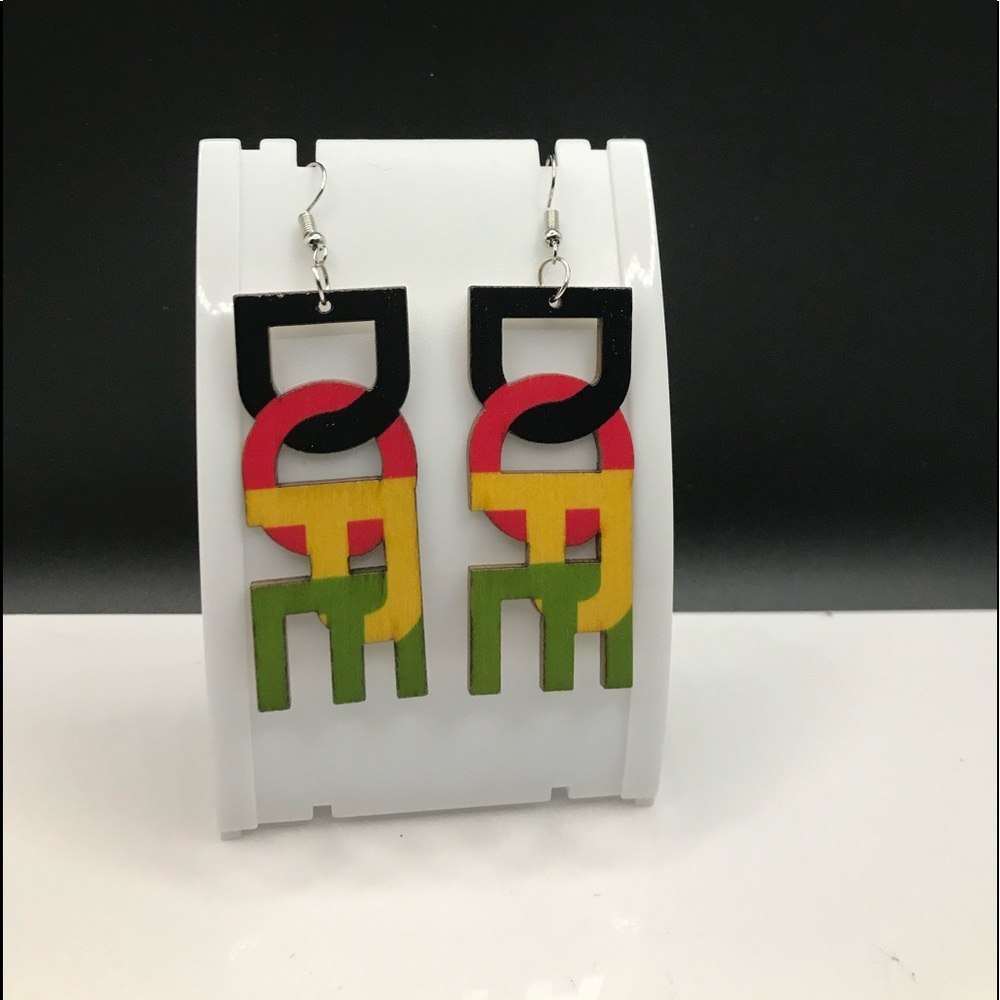 Dope Dangle Earrings in red/black/green/gold Juneteenth black history month
